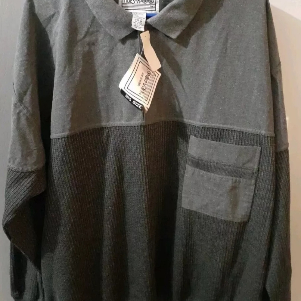 Huk A Poo Vintage Sweater/Shirt Mens 3X Gray Long Sleeve